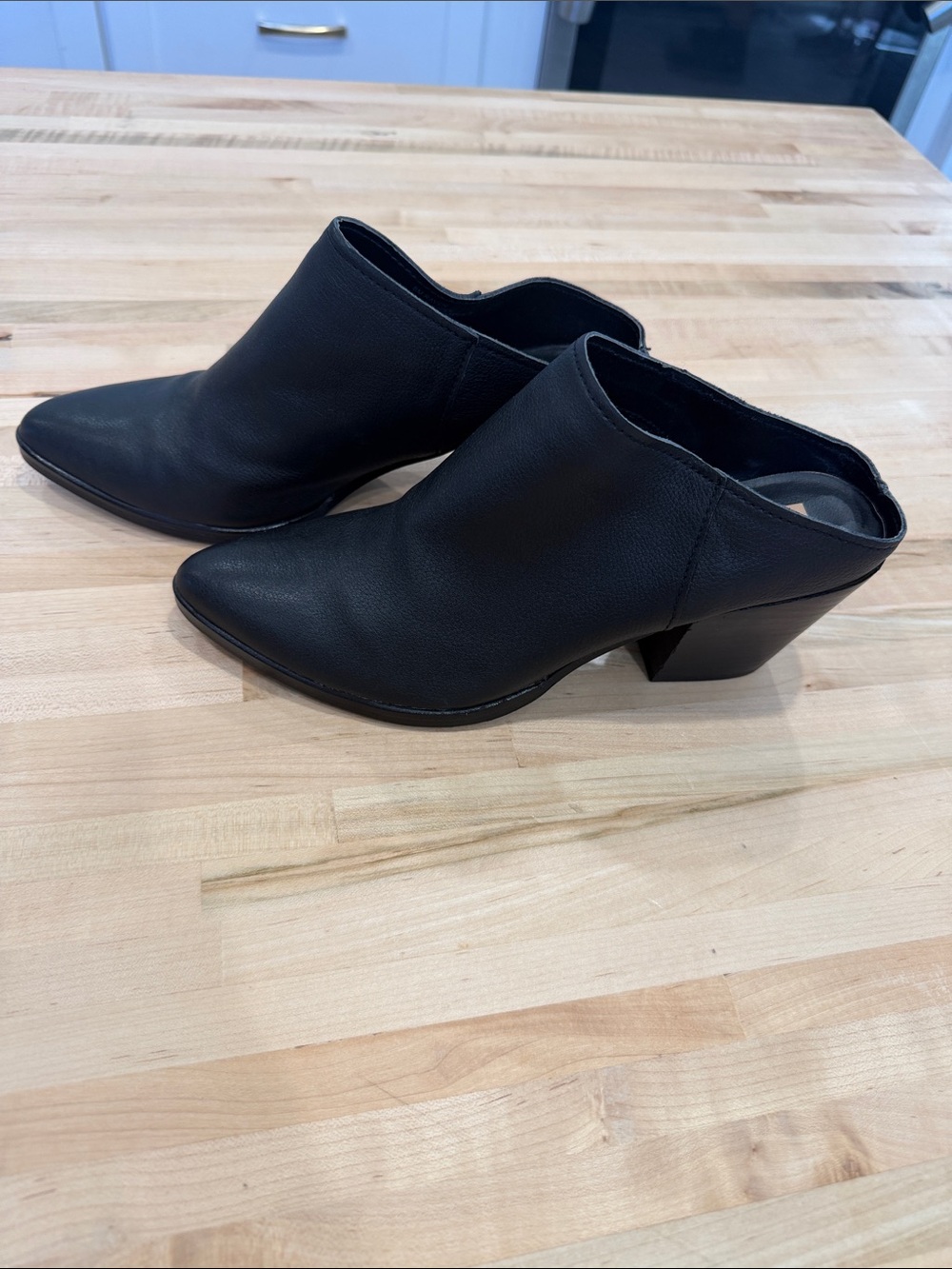 Dolce Vita Black Leather Pointed-Toe Slip-On Mules